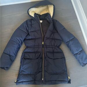 Jcrew navy parka size XS